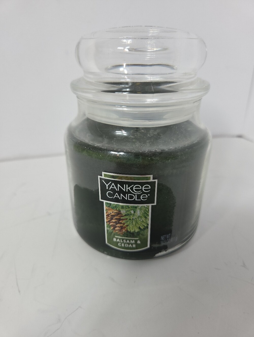 yankee candle balsam cedar single wick 14.5oz green jar candle fall ambiance
